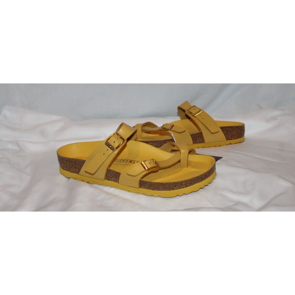 BIRKENSTOCK WOMEN MAYARI LEATHER SANDALS EU 39 US 8-8.5 REGULAR NWOB YELLOW